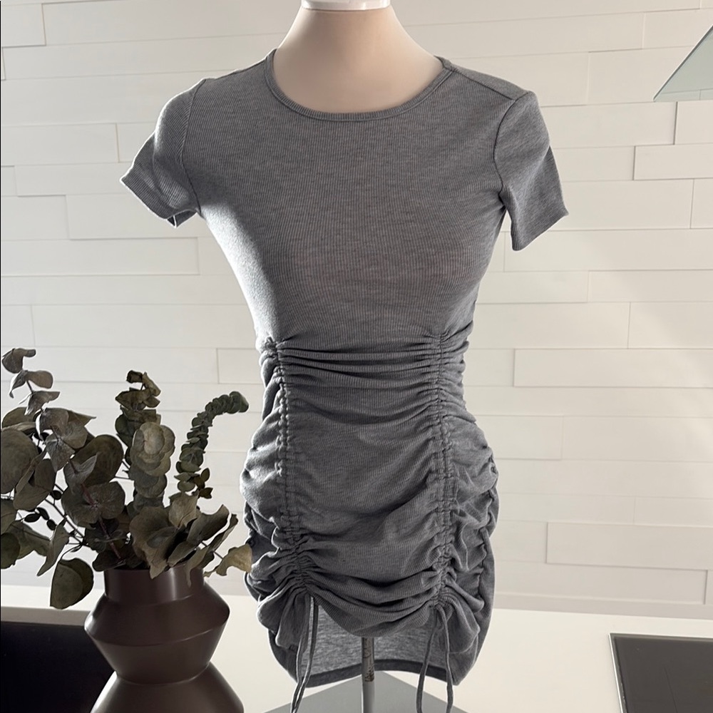 XS Divided Gray Ruched Bodycon Dress